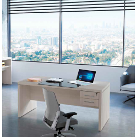 Mesa Executiva com Vidro Preto para Escritório Executive Desk 744126 - Linha M - office 44mm